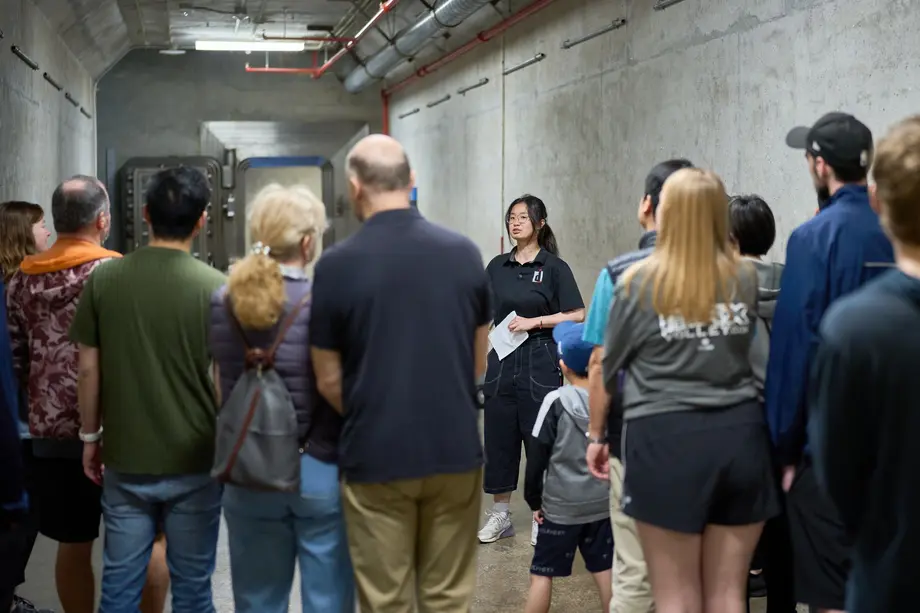 A group taking a guided tour inside the Diefenbunker