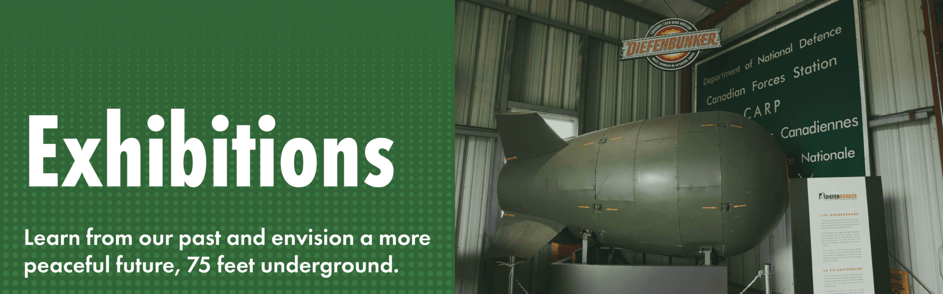 A military aircraft inside a hangar with text about aviation safety.