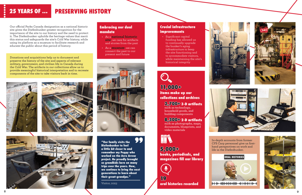 A detailed informational display about preserving history and local collections.